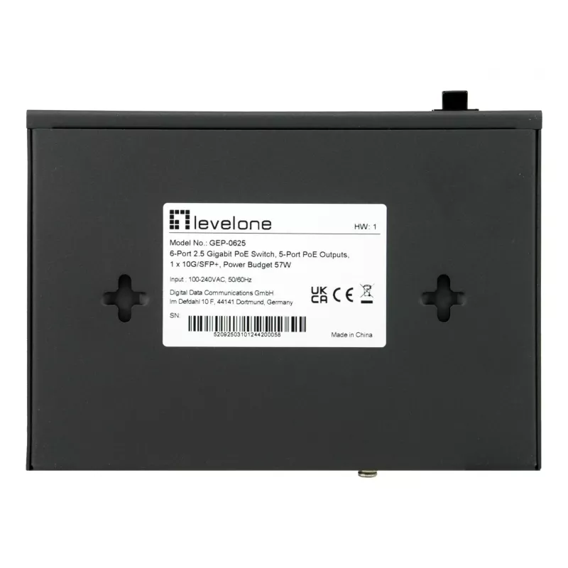 LevelOne GEP-0625 tīkla komutators Nepārvaldāms 2.5G Ethernet (100/1000/2500) Power over Ethernet (PoE) Melns