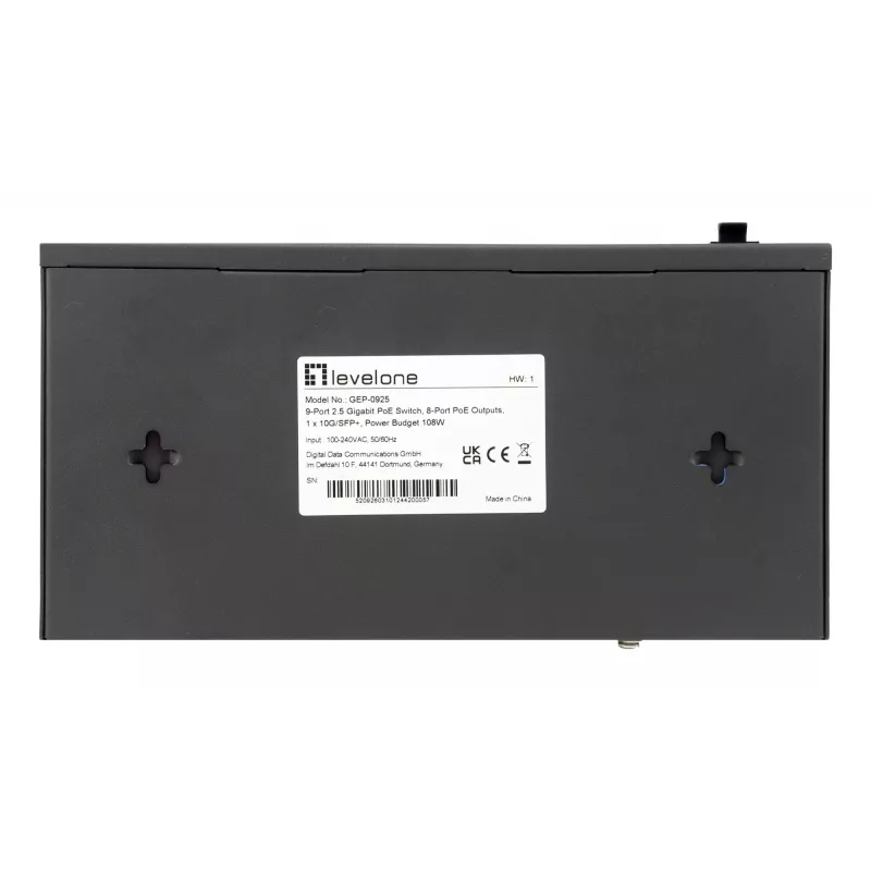 LevelOne GEP-0925 tīkla slēdzis Nevadāms 2.5G Ethernet (100/1000/2500) Power over Ethernet (PoE) Melns