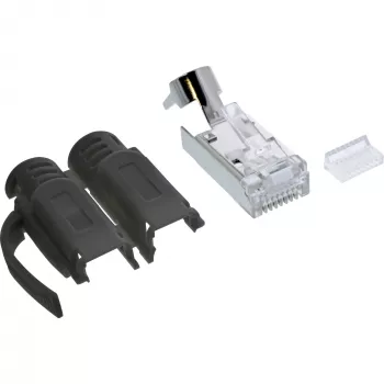 InLine Crimp connector Cat.6A RJ45 shielded, 3-piece Melns 10-pack
