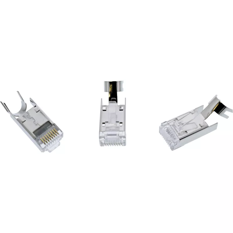 InLine Crimp connector Cat.6A RJ45 shielded, 3-piece Melns 10-pack