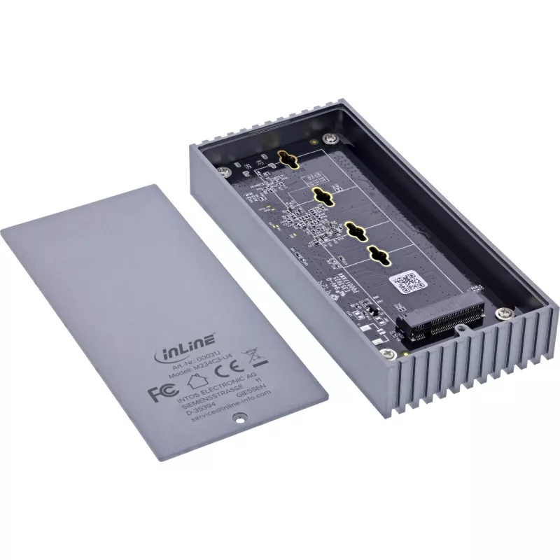 Ārējais USB4 korpuss InLine 00031J — USB-C uz M.2 NVMe SSD, 40 Gb/s, alumīnijs