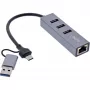 InLine 33380S interfeisa centrmezgls USB 3.2 Gen 1 (3.1 Gen 1) Type-A + Type-C 5000 Mbit/s Pelēks