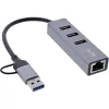 InLine 33380S interfeisa centrmezgls USB 3.2 Gen 1 (3.1 Gen 1) Type-A + Type-C 5000 Mbit/s Pelēks