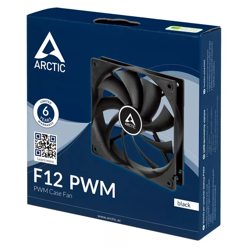 Ventilators ARCTIC Freezer F12 PWM 120 mm 230-1350 RPM 0,3 sone Melns