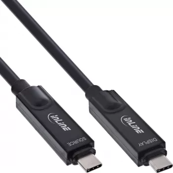 USB-C uz USB-C aktīvais optiskais kabelis InLine 35797I — USB 3.2 Gen 2, 8K@60Hz, 60W, 7,5 m