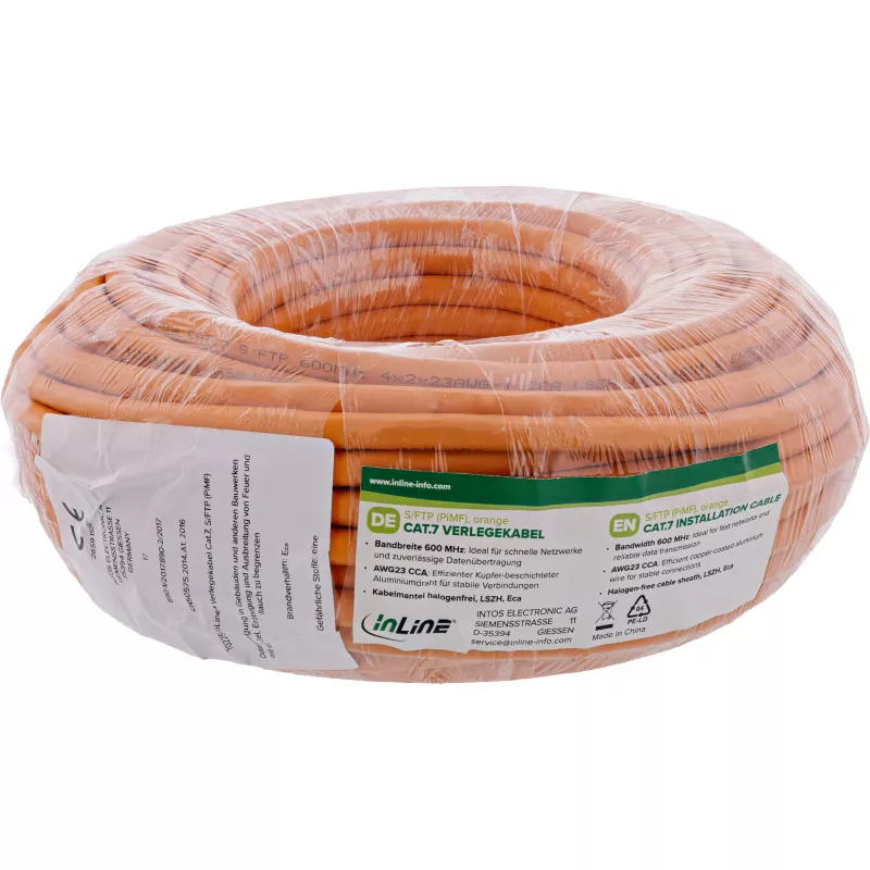 Tīkla kabelis InLine 70215I RJ45 Cat.7 600MHz 1m oranžs