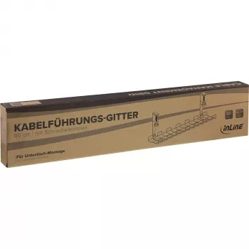 Kabeļu pārvaldības režģis 60 cm InLine 23190G galda montāžai ar skrūvskavām, melns