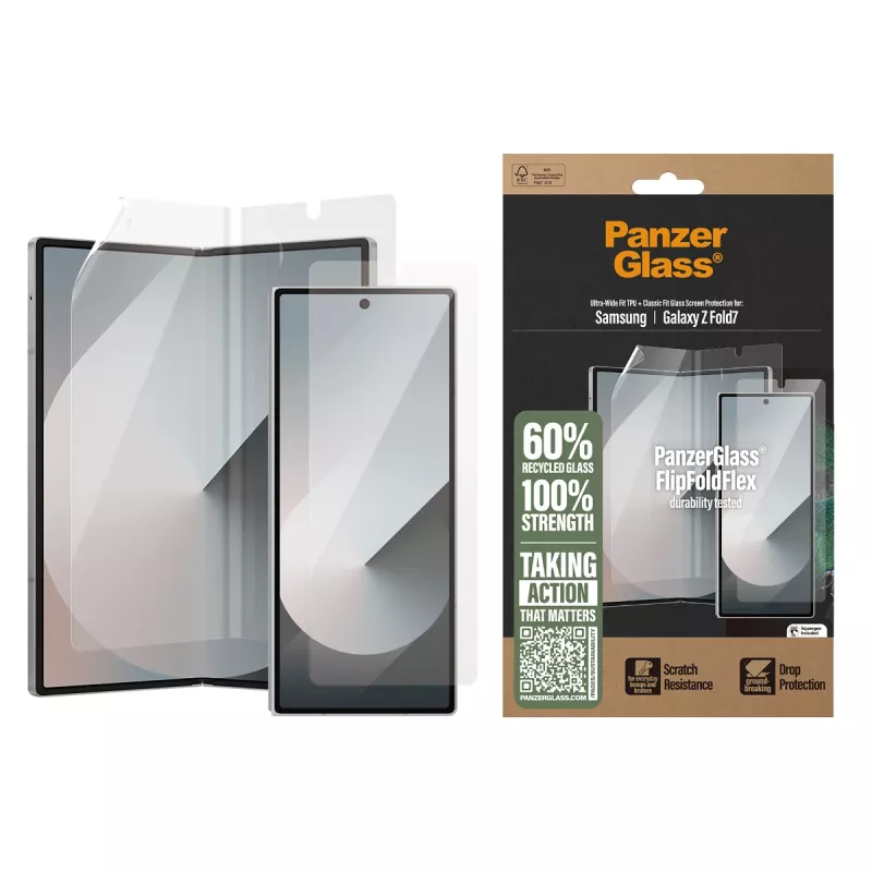 PanzerGlass ekrāna aizsargs Samsung Galaxy Z Fold7, izturīgs pret skrāpējumiem un triecieniem