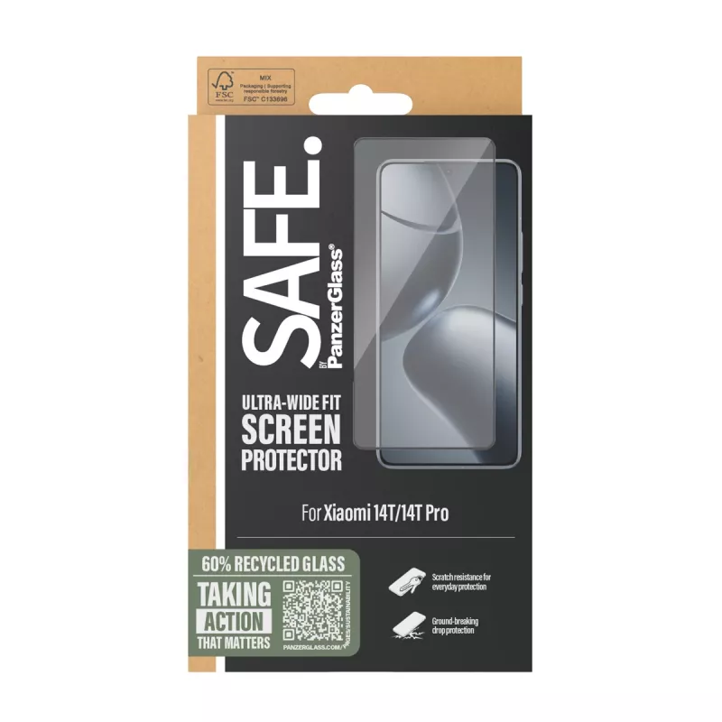 PanzerGlass SAFE. by ® Ekrāna aizsargplēve Xiaomi 14T | 14T Pro | Īpaši plata pieguluma