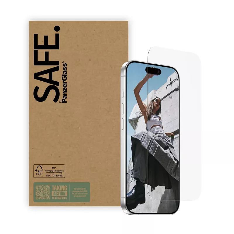 Ekrāna aizsargs PanzerGlass SAFE by iPhone 17 / iPhone 17 Pro / iPhone 16 Pro — Īpaši plats, rūdīts stikls, 10 gab. iepakojumā