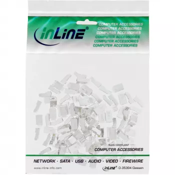 InLine 8P8C RJ45 vīrišķie ekranētie savienotāji apaļajiem kabeļiem, 100 gab. iepakojumā