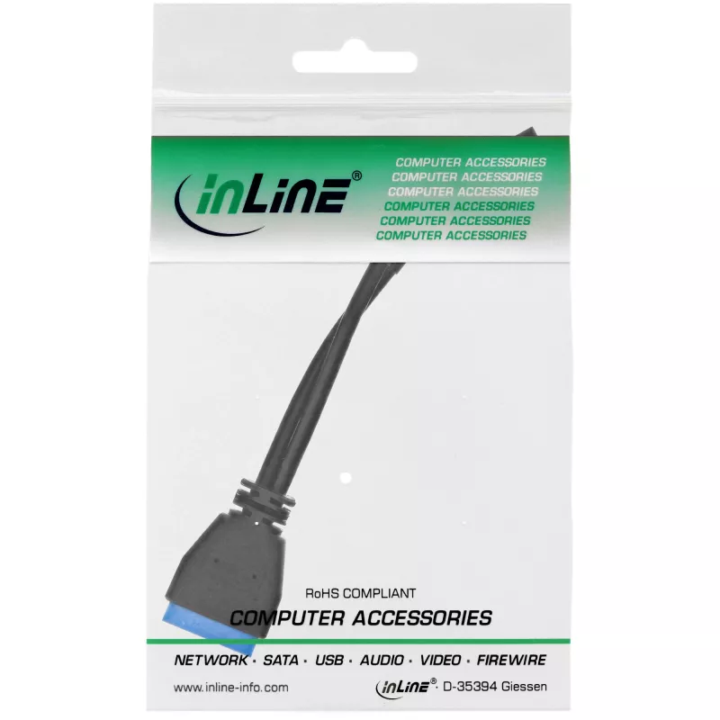 InLine USB 2.0 uz 3.0 iekšējais USB 2.0 galvenes / USB 3.0 iekšējais kabelis, 0,30 m
