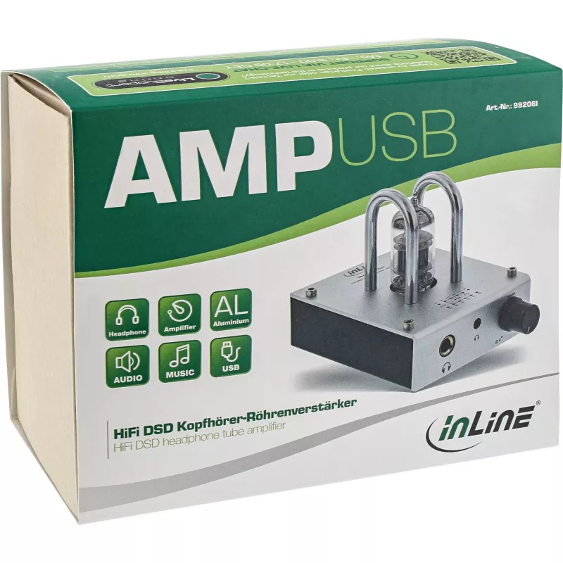 InLine AmpUSB, Hi-Res AUDIO HiFi DSD USB Audio DAC, vakuuma lampu pastiprinātājs