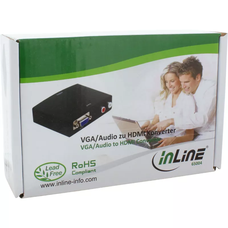 InLine pārveidotājs VGA + audio uz HDMI, ieeja VGA un RCA audio, izeja HDMI