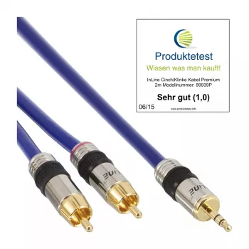 InLine Audio kabelis Premium 2x RCA vīrišķais / 3.5 mm vīrišķais, apzeltīti kontakti, 15 m