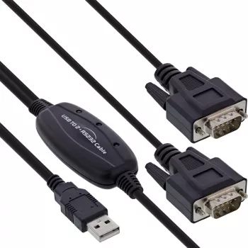 InLine USB 2.0 uz 2x seriālo adapteru kabelis USB Type A uz 2x 9 kontaktu Sub-D vīriešu 1,5 m