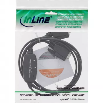InLine USB 2.0 uz 2x seriālo adapteru kabelis USB Type A uz 2x 9 kontaktu Sub-D vīriešu 1,5 m