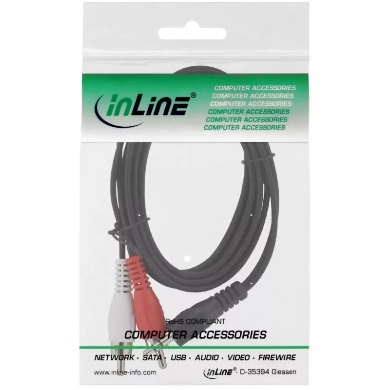 Audio kabelis 2x RCA vīr. / 3,5 mm stereo vīr. 1,5 m InLine 89939S