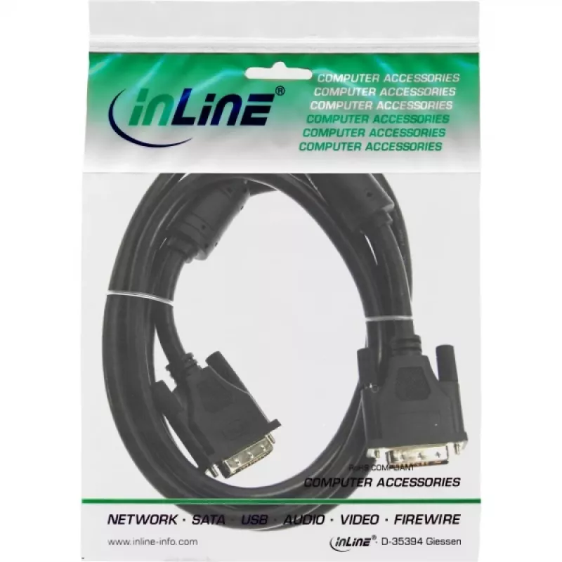 DVI-I kabelis 24+5 M/M Dual Link InLine 17793 3m