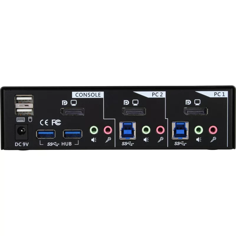 InLine galddatora KVM slēdzis 2 portu DisplayPort USB 3.0 centrmezgls ar audio