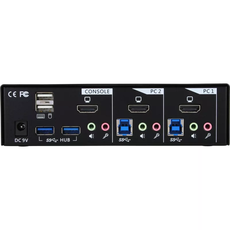 InLine galddatora KVM slēdzis, 2 portu, HDMI, USB 3.0 centrmezgls, ar audio