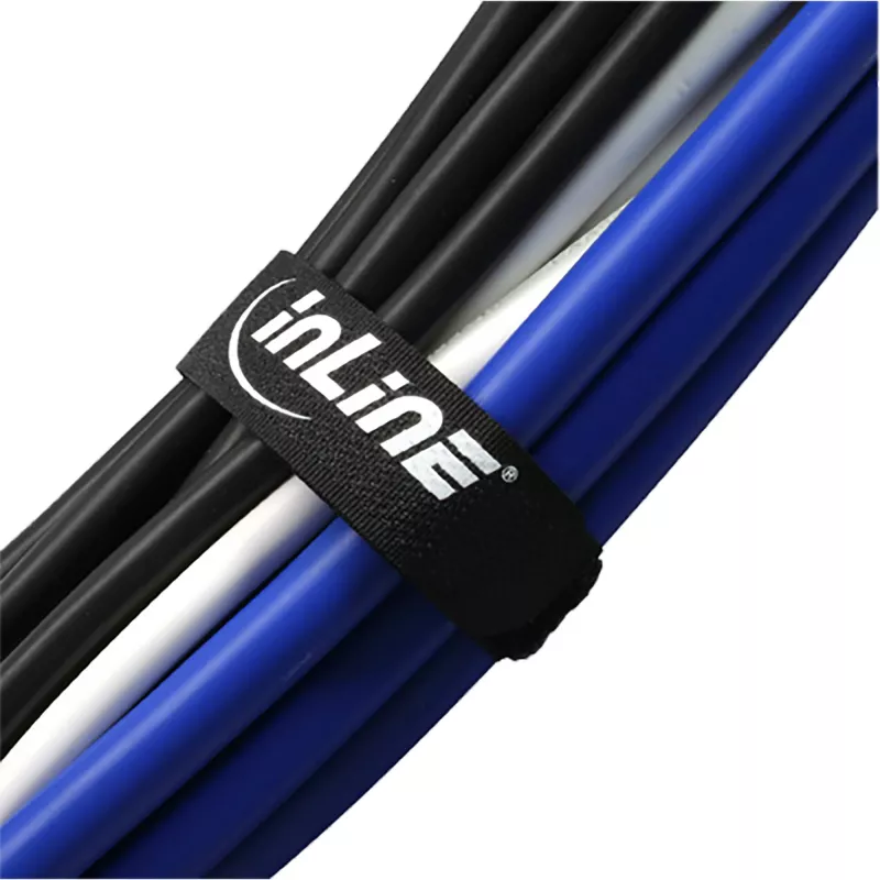 InLine kabeļu saišķu āķa-cilpas komplekts 10 gab. melns 20 mm x 300 mm