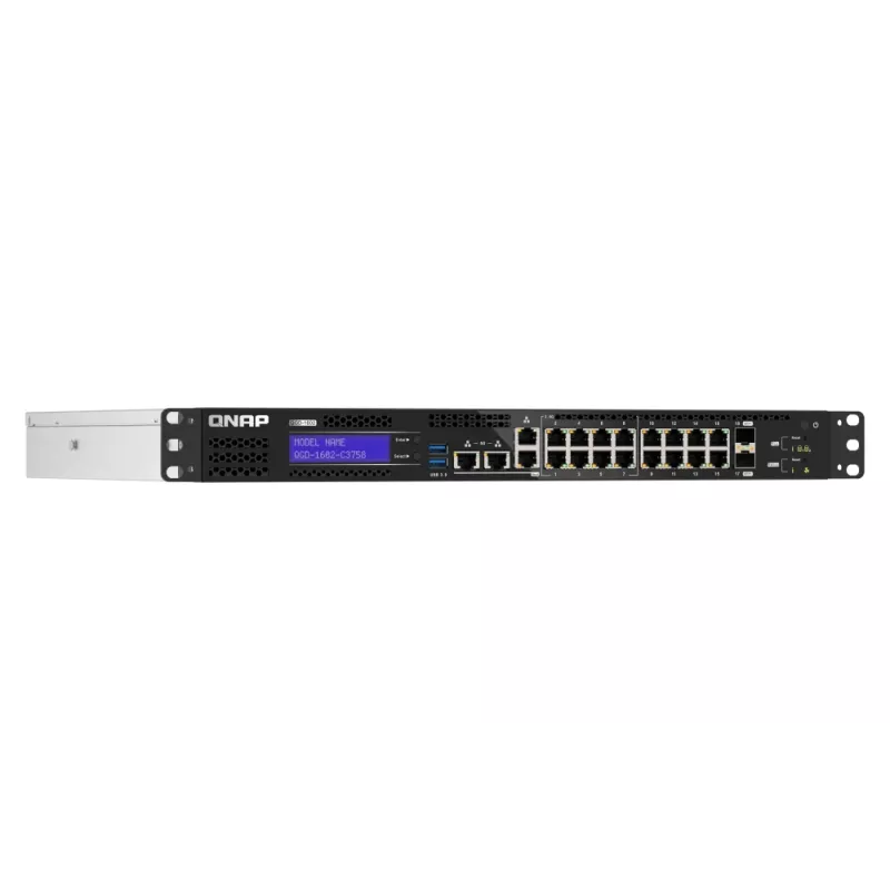 QNAP QGD-1602-C3758-16G tīkla slēdzis Pārvaldīts L2 2.5G Ethernet (100/1000/2500) Melns, Pelēks