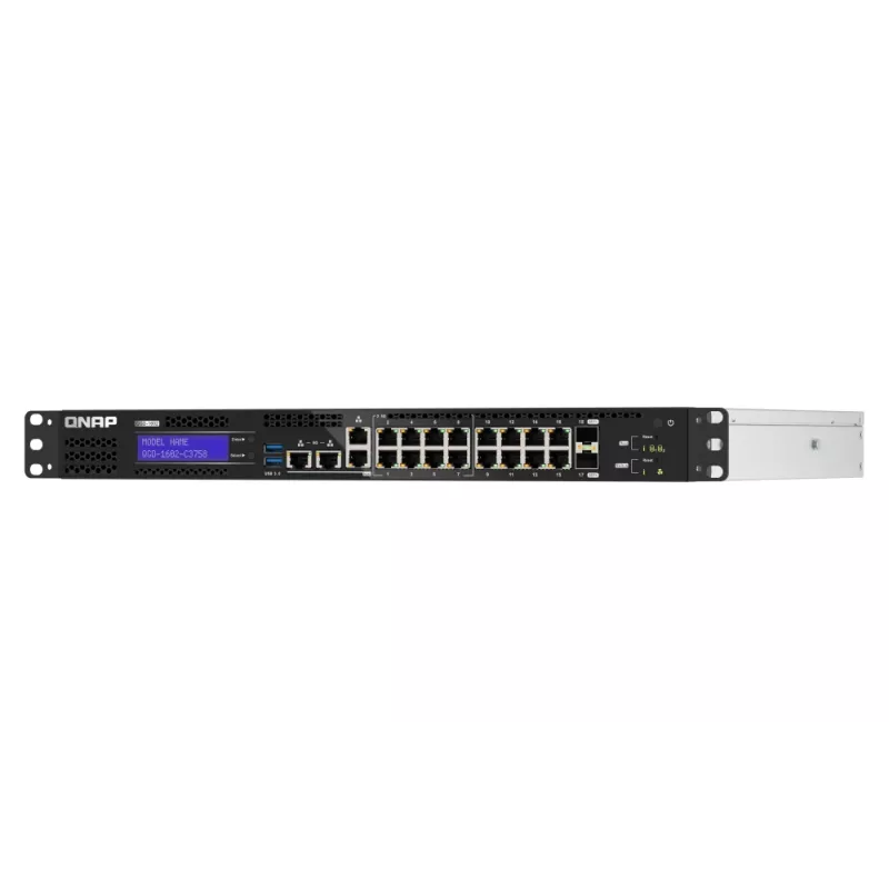 QNAP QGD-1602-C3758-16G tīkla slēdzis Pārvaldīts L2 2.5G Ethernet (100/1000/2500) Melns, Pelēks
