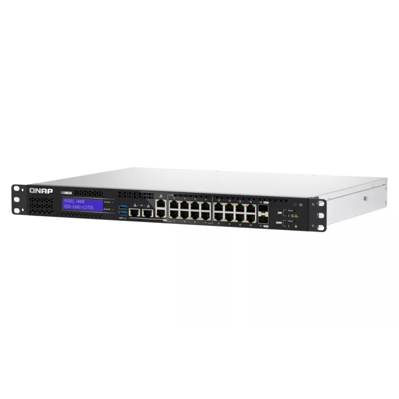 QNAP QGD-1602-C3758-16G tīkla slēdzis Pārvaldīts L2 2.5G Ethernet (100/1000/2500) Melns, Pelēks