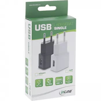 USB strāvas adapteris, viens, iekļauts tīklā, 31504W, 100–240 V uz 5 V/1,2 A, balts