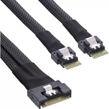 InLine plāns SAS kabelis, SFF-8654 8i uz 2x SFF-8654 4i, 0,5 m