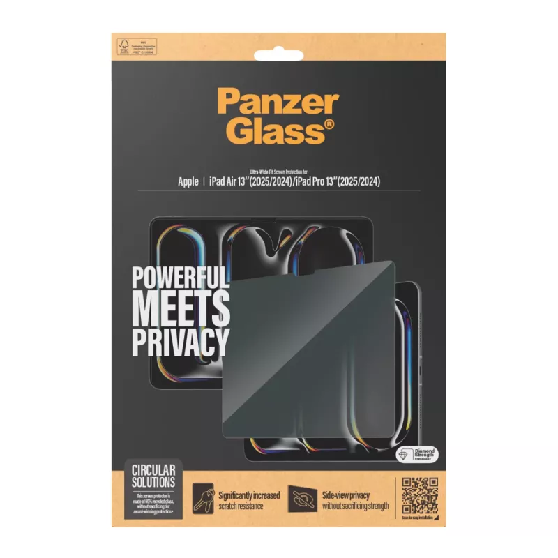 PanzerGlass ® privātuma ekrāna aizsargs iPad Air 13'' (2024-2025) | iPad Pro 13'' (2024-2025) | Ultra-Wide Fit