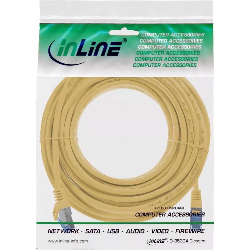 InLine 72600Y tīkla kabelis Dzeltens 10 m Cat6a S/FTP (S-STP)