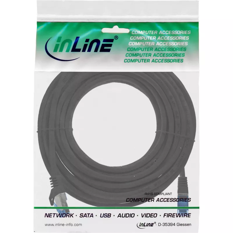 InLine 72605S tīkla kabelis Melns 5 m Cat6a S/FTP (S-STP)