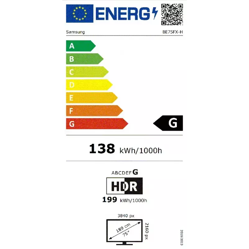 Samsung BE75FX-H Digitālās izkārtnes plakanais panelis 190,5 cm (75 collas) LED Wi-Fi 4K Ultra HD Melns Iebūvēts procesors Tizen 16/7