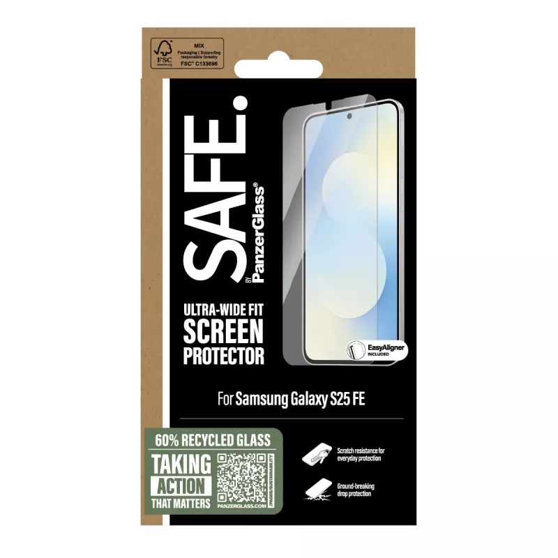 PanzerGlass SAFE. by ® Ekrāna aizsargs Samsung Galaxy S25 FE 5G | Ultra-Wide Fit ar EasyAligner