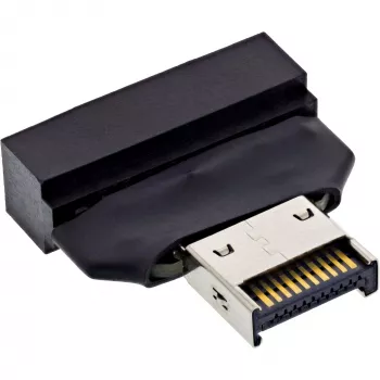 InLine 33446T kabeļa savienotāja adapteris USB Type-E Key A, 20-pin USB 3.0 galvene, 19-pin melna