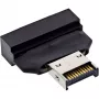 InLine 33446T kabeļa savienotāja adapteris USB Type-E Key A, 20-pin USB 3.0 galvene, 19-pin melna