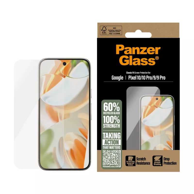 PanzerGlass ® ekrāna aizsargs Google Pixel 10 | 10 Pro 5G | 9 5G | 9 Pro 5G | Classic Fit