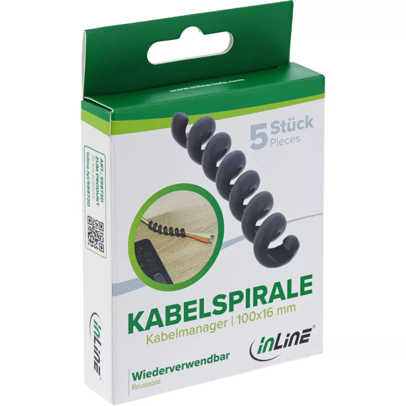 InLine 59972D kabeļu organizētājs Universāls Kabeļu apvalks Melns 5 gab.