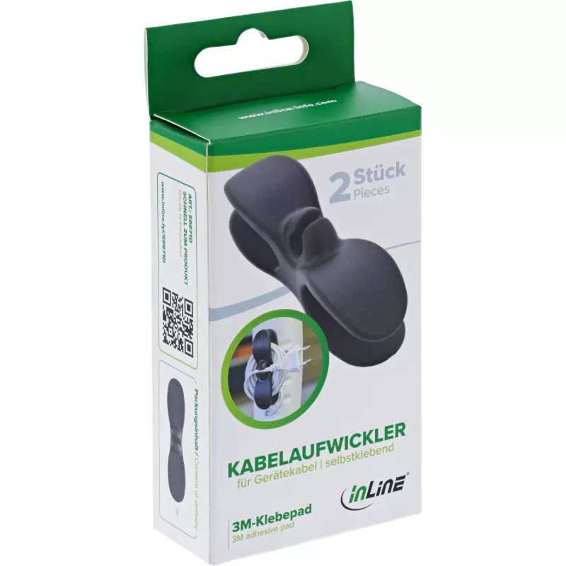 InLine 59971D kabeļu organizators Universāls Kabeļu turētājs Melns 2 gab.