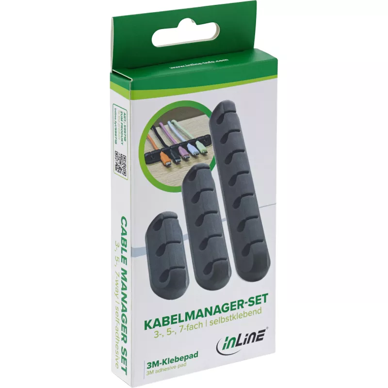 InLine 59971B kabeļu organizators Universāls Kabeļu klips Melns