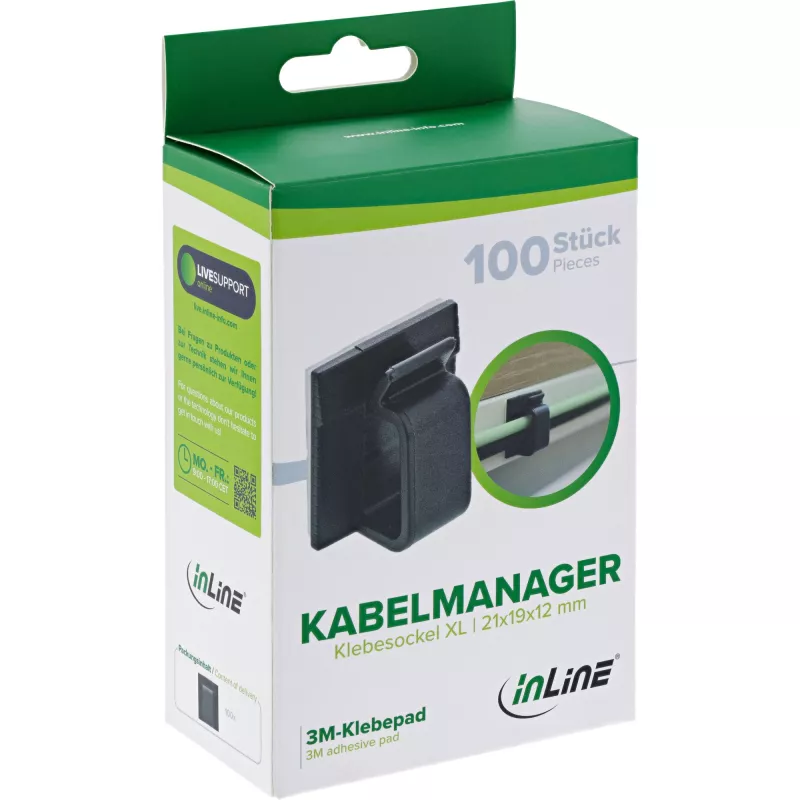 InLine 59971H kabeļu organizators Universāls Kabeļu āķis Melns 100 gab.