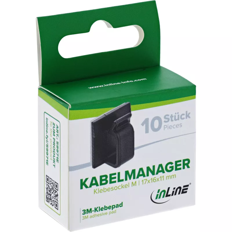 InLine 59971E kabeļu organizators Universāls Kabeļa āķis Melns 10 gab.