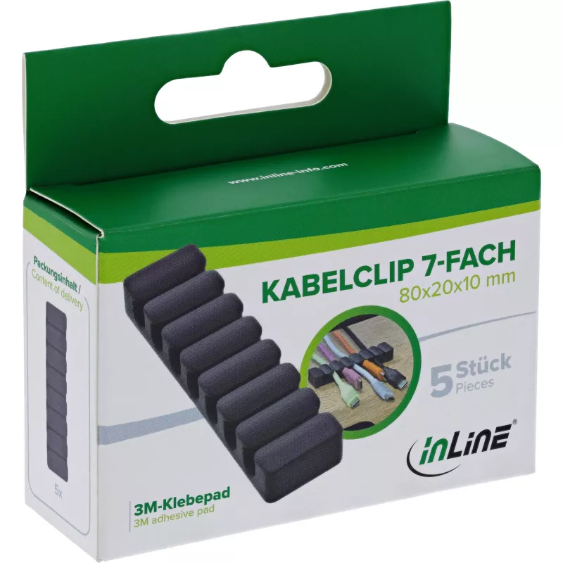 InLine 59971L kabeļu organizētājs Universāls Kabeļu klipsis Melns 5 gab.