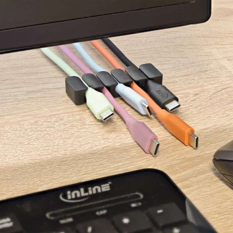 InLine 59971K kabeļu organizators Universāls Kabeļu klips Melns 5 gab.