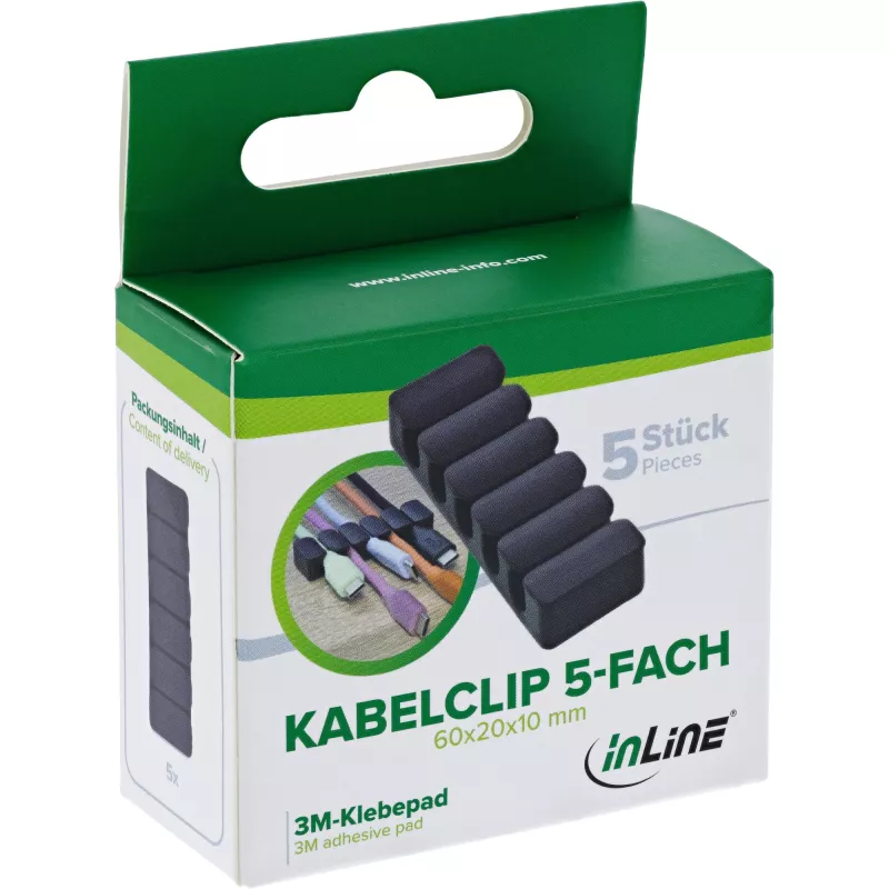 InLine 59971K kabeļu organizators Universāls Kabeļu klips Melns 5 gab.