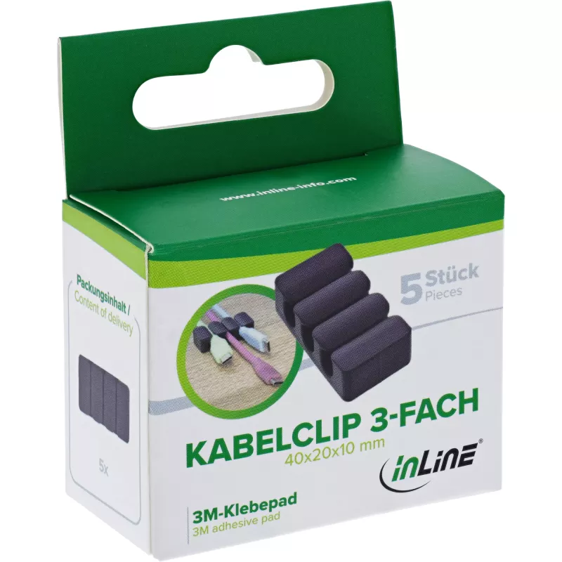InLine 59971J kabeļu organizators Universāls kabeļu klips Melns 5 gab.