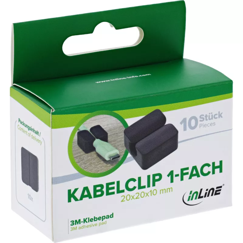 InLine 59971I kabeļu organizators Universāls Kabeļu klipsis Melns 10 gab.