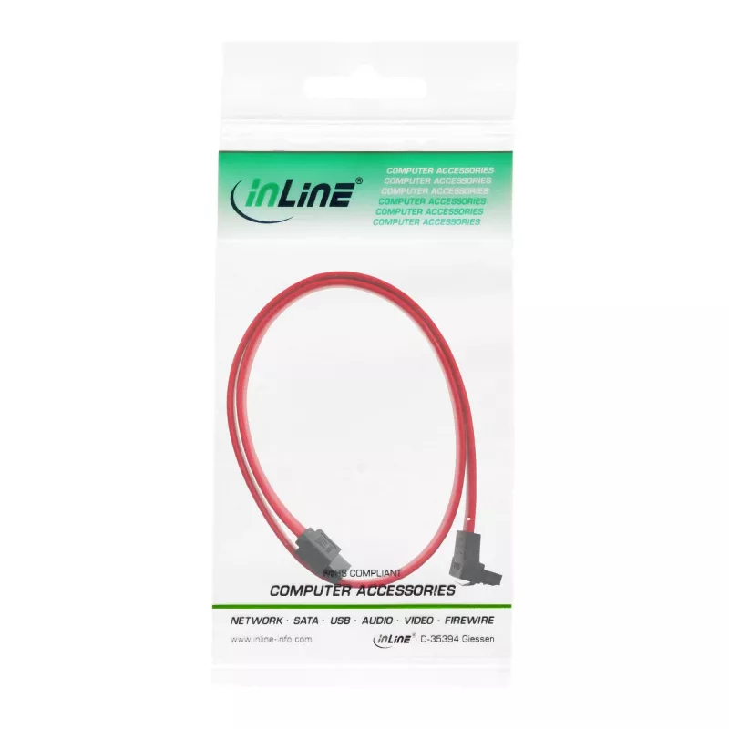 InLine SATA kabelis 150/300/600 S-ATA savienojumiem, leņķveida ar fiksatoriem 90° 0,5m